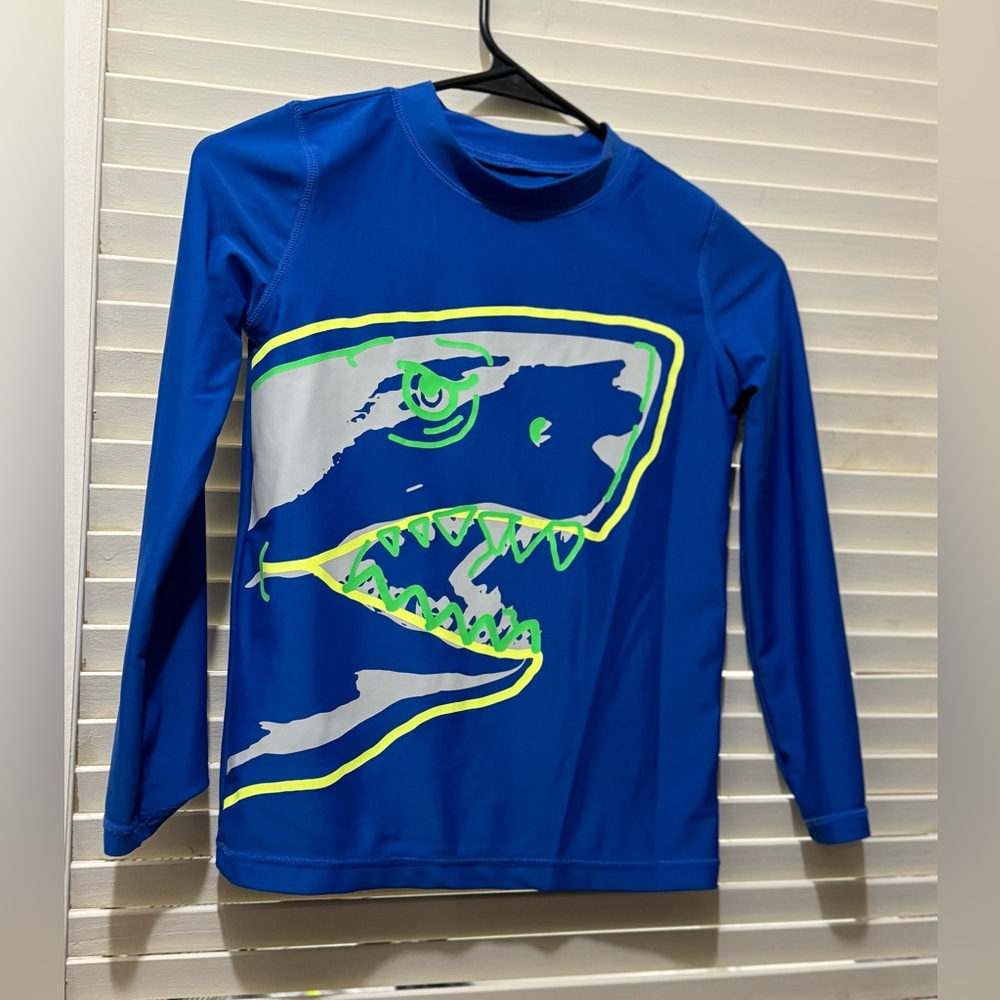 Carter’s Shark Rash Guard Shirt Top Swim EUC